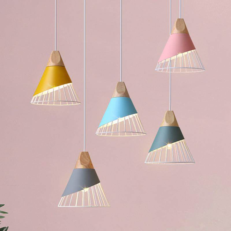 性木质铁艺马卡龙彩199色灯北欧创意个美式吊现代约简风客厅灯饰,家装灯饰光源,智能吊灯,淘宝优惠券,粉丝福利购,淘宝优惠卷