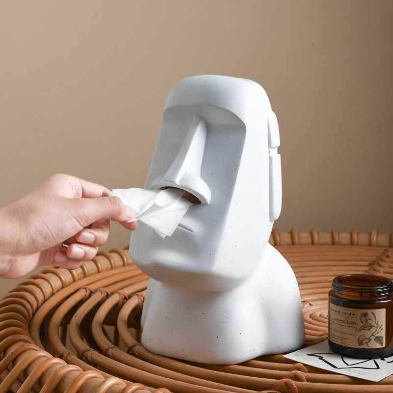 创像意石人抽几纸盒摆家用客厅餐桌茶985轻奢纸巾盒感装饰件收纳