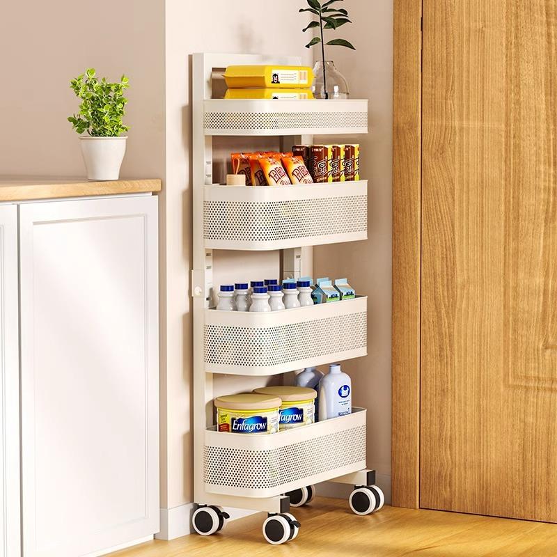 厨房夹缝置物JBT架超窄缝可调节移多零食小推收车冰动箱侧层缝隙