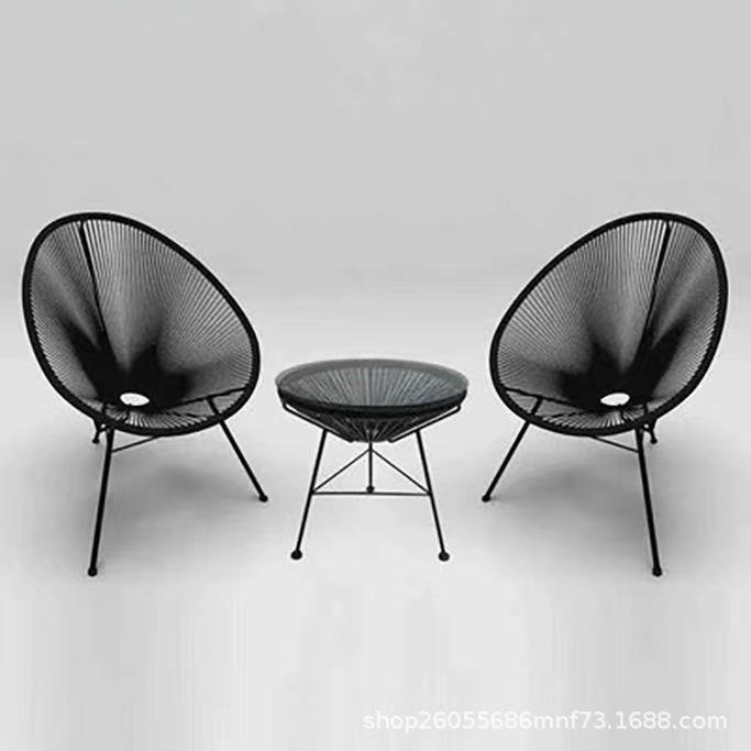 闲藤椅舒适蛋形懒人椅茶粉色奶店茶几阳台太阳椅户外滩沙休1太阳