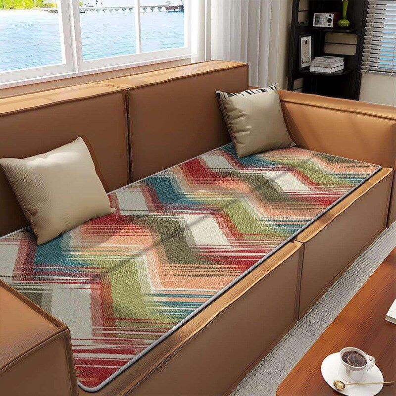 新品冰丝凉感沙发垫防滑凉席椅垫美式夏天沙发冰丝长条坐垫