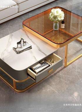 岩板方形茶正方形子母电茶几套装几小户型阳18475几台小茶茶桌视