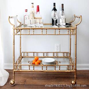 古酒吧酒水车式l复ot咖啡厅金美色餐YL082811车小f推车创意酒店前