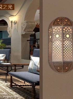 摩阳洛哥风格过22263道灯异域情壁别风墅玄关灯台铜复古焊锡镂空
