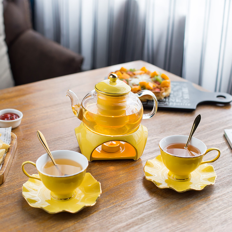 陶瓷欧式花茶壶蜡烛加热少v女北欧英式下午茶水果茶壶花草茶具套