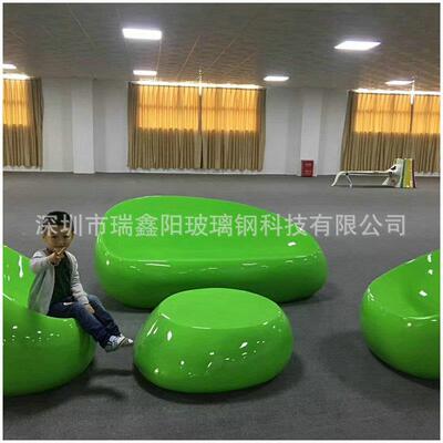 长供椭应圆期形圆形鹅卵石座椅户家外商场美陈摆件XNE玻璃钢休闲