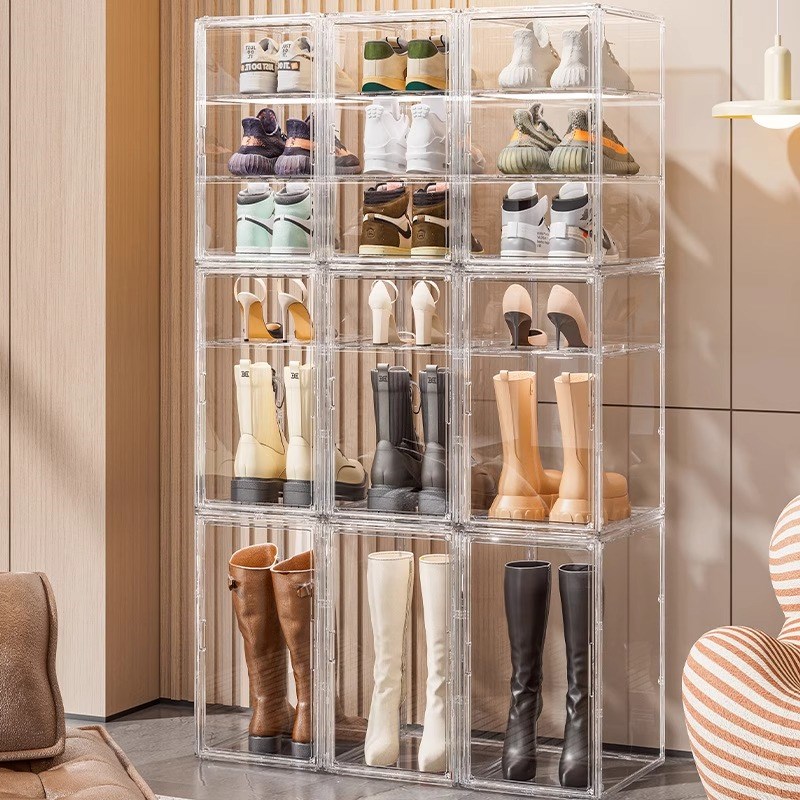 压克力鞋盒长筒靴子收纳盒全透明防氧化L存放马丁靴子省空间鞋柜