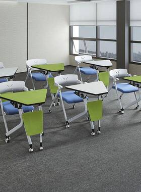 可折叠扇加工培训组合智慧教室长条椅移课形动团体圆议形会MK-002