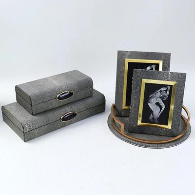 框式皮质金属相6寸HY-K8811摆台创意复古美组照片首饰盒纸巾盒托