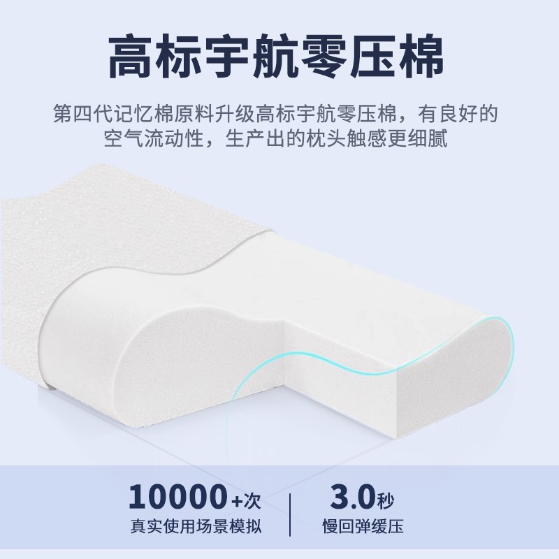 太空慢回弹零压记忆棉枕芯v科学护颈椎牵引成人枕头助睡眠防螨家