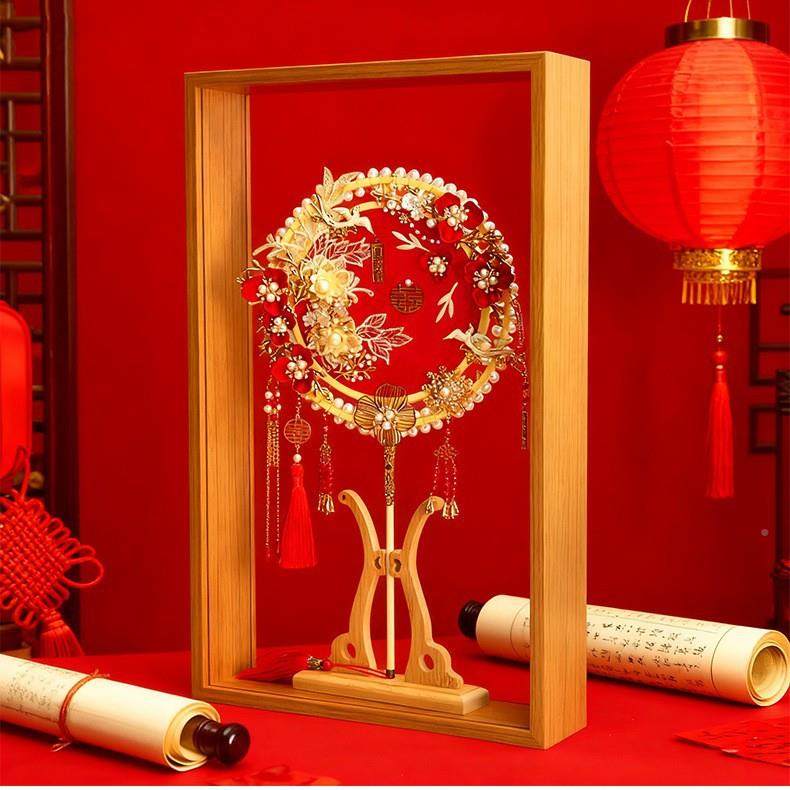 新式娘团扇结婚礼礼物闺双面中空蜜中婚中空透双面明装裱收纳相框,家居饰品,DIY亲子装饰画,淘宝优惠券,粉丝福利购,淘宝优惠卷