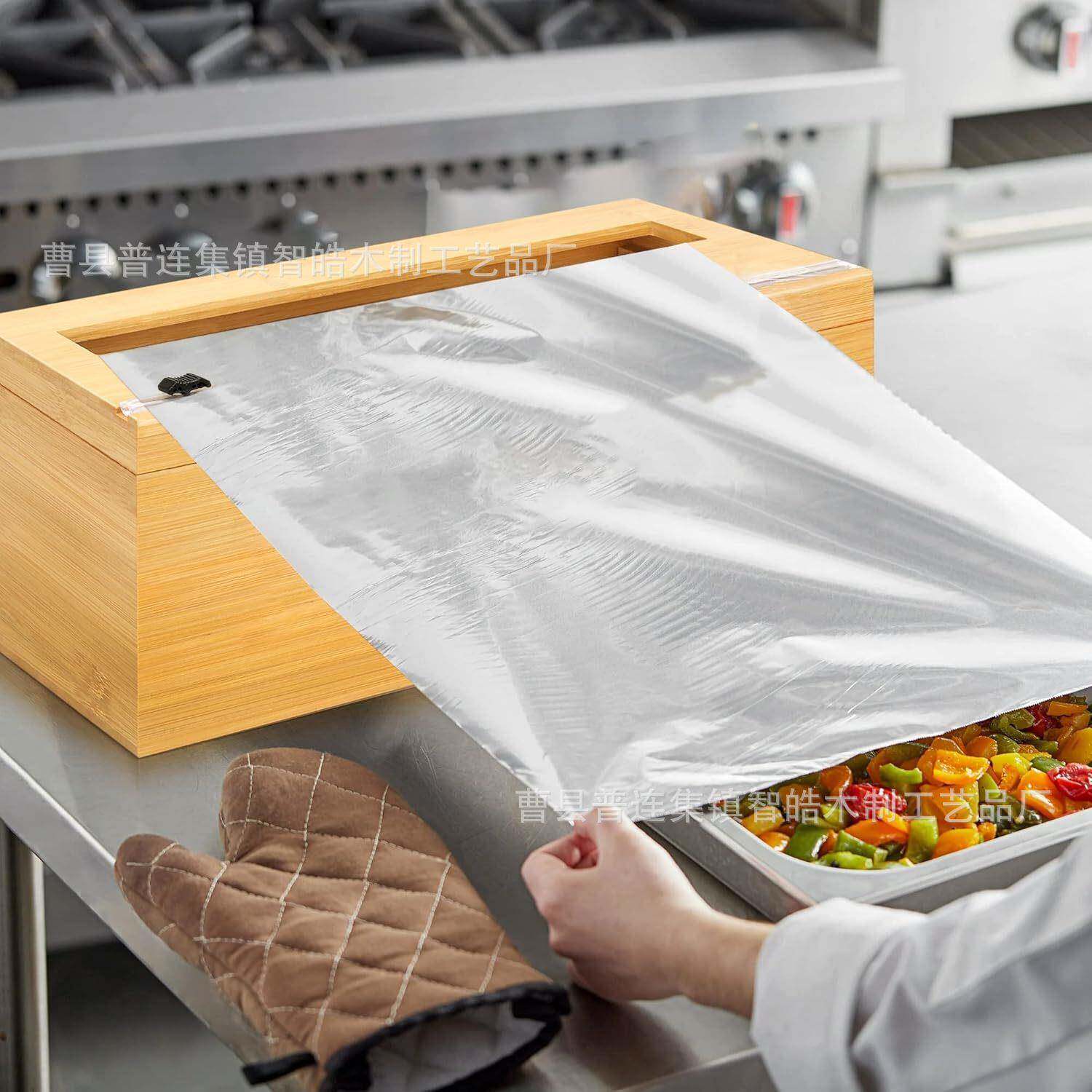 新款木质膜收纳盒方形桌面抽纸盒纸保木盒带切割鲜器锡251020保鲜