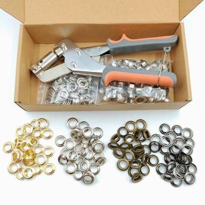 100套装安钳打孔扣眼索环圈钉帐篷篷汽布金DRD属气眼装扣鸡眼工具