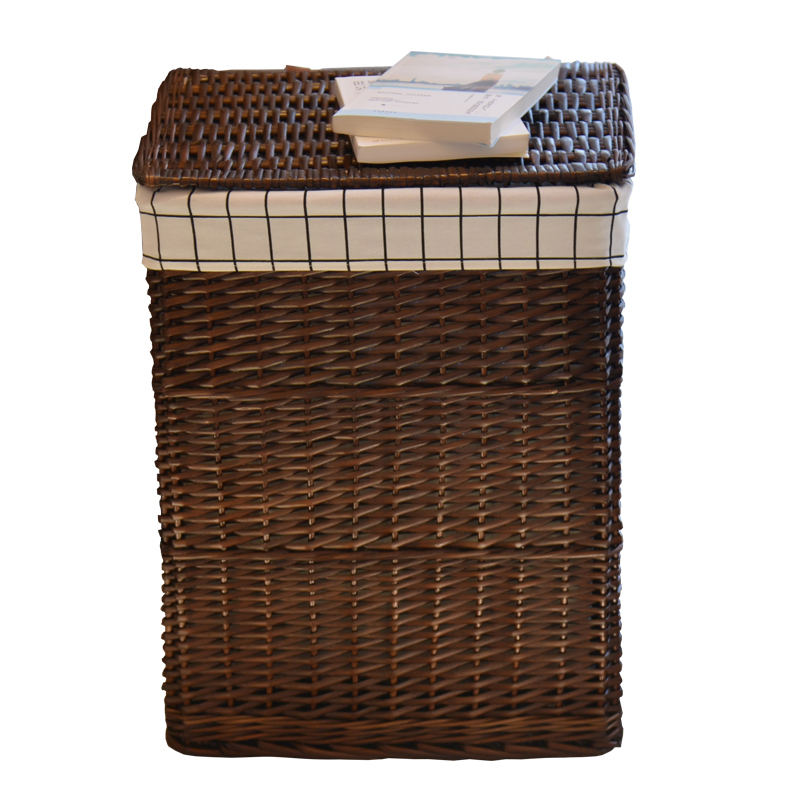 鞋套收纳筐卧室装衣物蓝筐藤编A脏衣娄家用脏衣服框鞋套篓子带盖