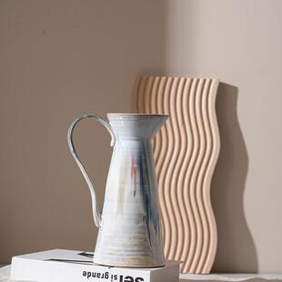 乐色梦白流瓷釉水壶花瓶创意陶摆件干花器花现代家居艺白色流釉术
