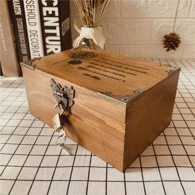 新款wbz7木盒定做实木化妆盒少女心书桌整理带木盒子长方形收纳