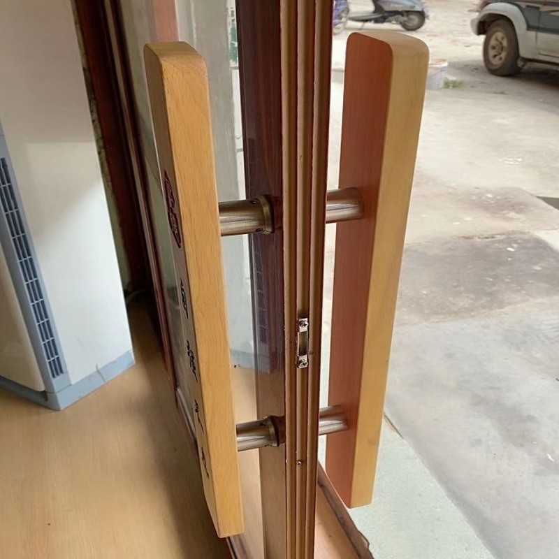 玻璃门拉手原木实木中式店铺文字广告装饰大门拉手定订制