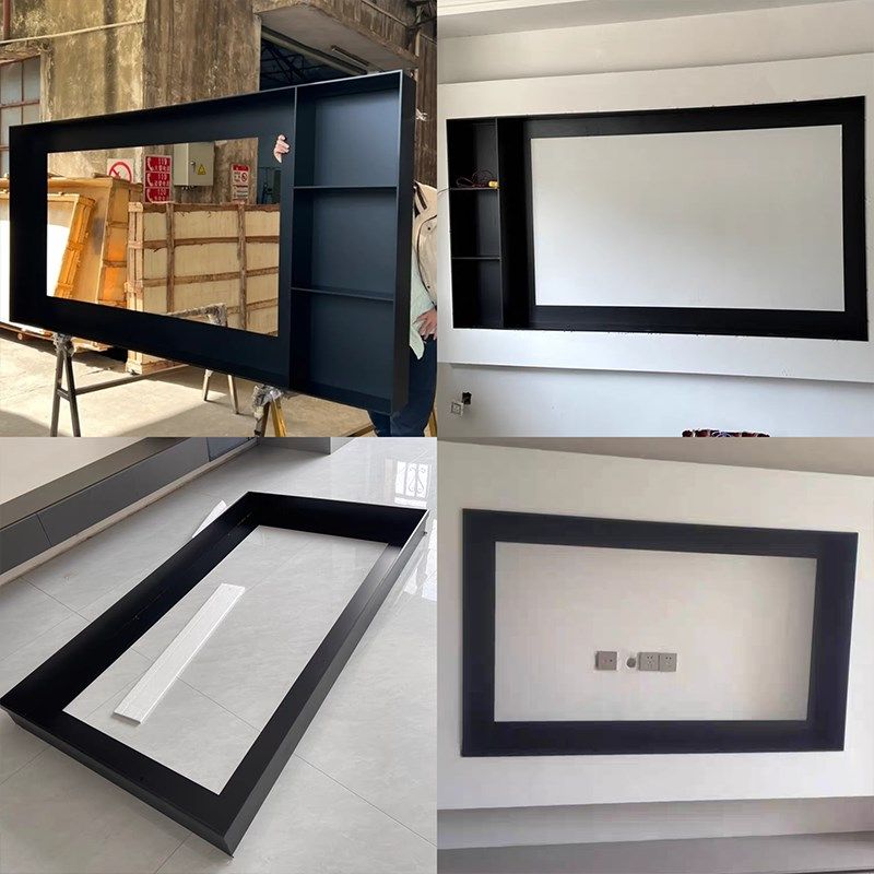 定制哑黑不锈钢电视壁龛边框架子镂空无背板壁龛嵌入式电视机柜子,家装主材,壁龛,淘宝优惠券,粉丝福利购,淘宝优惠卷