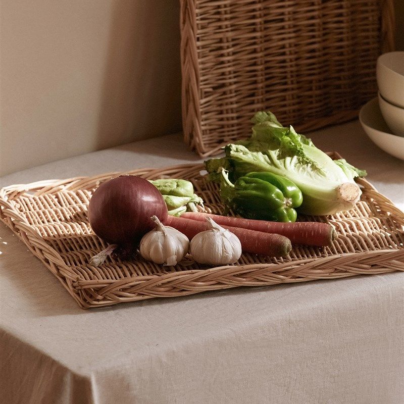柳编藤编桌面收纳筐长方形收纳小篮子托盘零食储物盒厨房杂物篮,收纳整理,其他收纳篮,淘宝优惠券,粉丝福利购,淘宝优惠卷