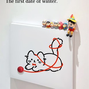 线小猫计量箱装 饰画无冲孔配电箱弱电箱罩挂画多媒体箱屏蔽箱