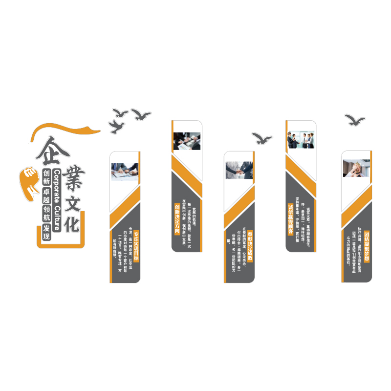 企业文化墙办公室墙面装饰画公司励志标语会议室氛围布置背景贴纸