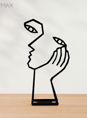 思考者铁艺办公室桌面p摆件书房个性线条工艺品装饰书架摆设礼物