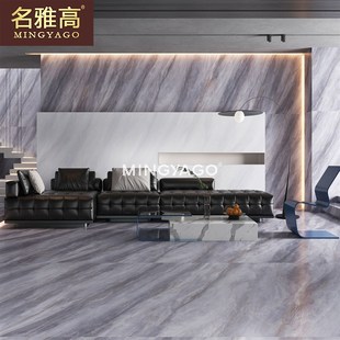 金丝蓝色客厅岩板大板瓷砖大理石地砖900x1800亮光柔光电视背景墙