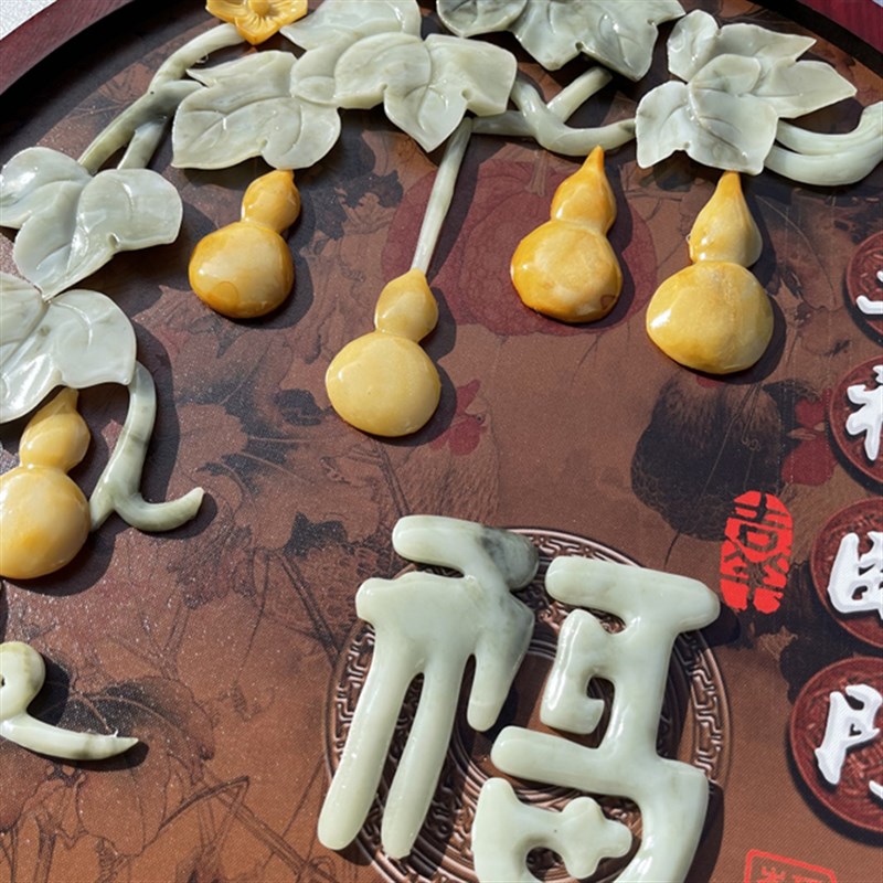 客厅装饰画沙发背景墙玉雕画新中式入户玄关走廊过道挂画浮雕画图片