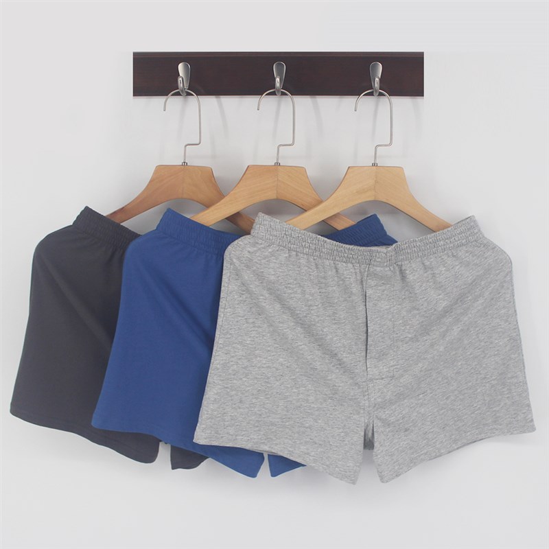 三条装男士纯棉阿罗裤宽松大码本命年红色平角内裤四角裤头短睡裤