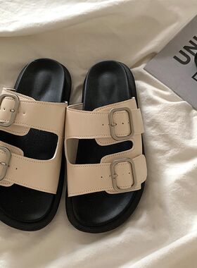 金屿鹿新款夏季港j风外穿凉鞋女ins潮韩系学生街拍防滑拖鞋沙滩鞋