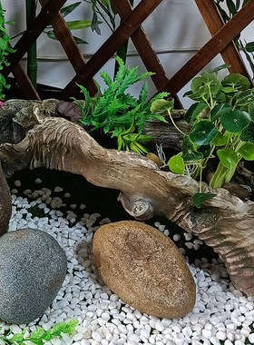 仿枯木树根微景观造n景木头摆件插花装饰多肉花盆多层盆景老桩花
