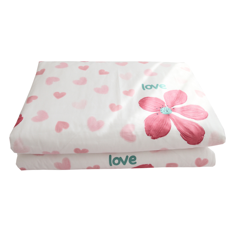 花和爱心纯棉被套单件全棉被罩被芯套150x200被子套被单200x230cm