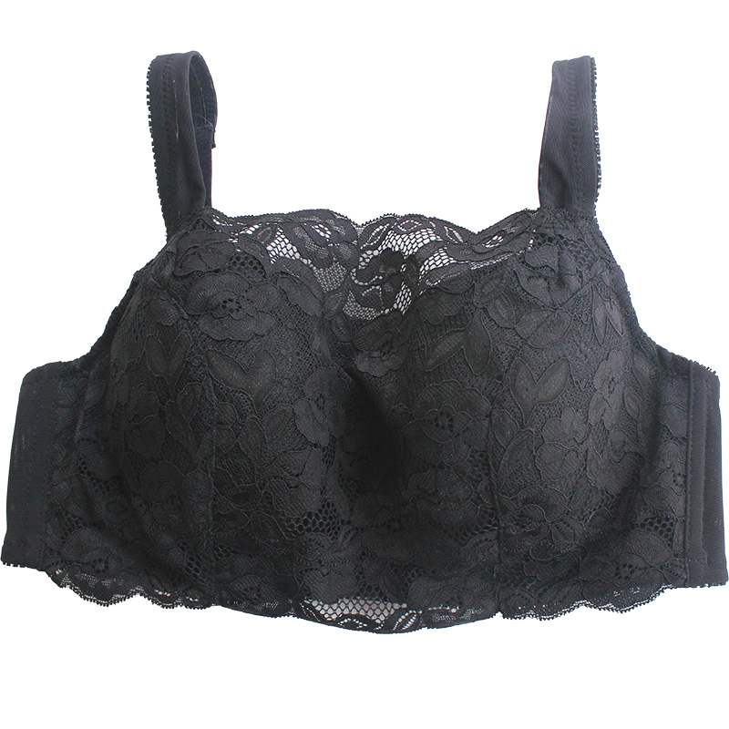 薄款透气大尺码女士蕾丝小可爱软钢圈侧收聚拢抹胸防走光胖mm200