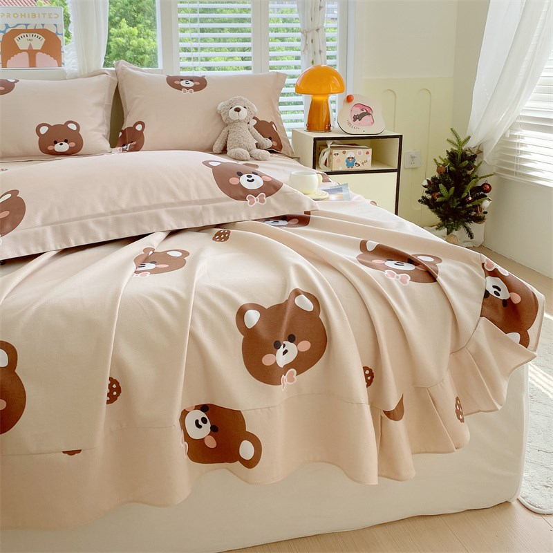 卡通纯棉磨毛床单单件100全棉秋冬季加厚单人宿舍被单三件套双人