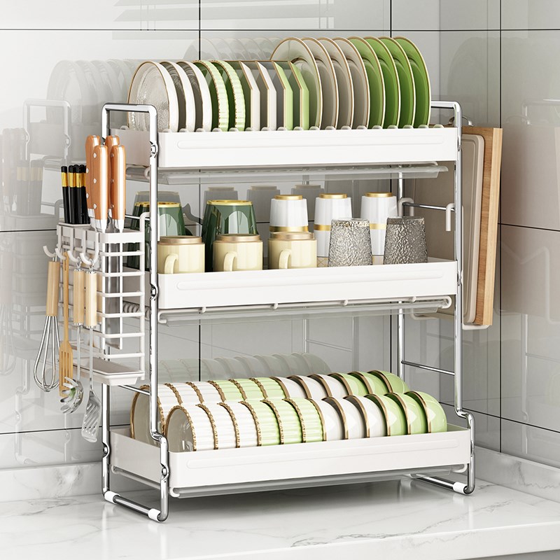 厨房碗架置物架多功能碗盘收纳盒家用碗筷碗柜放碗碟沥水收纳架子