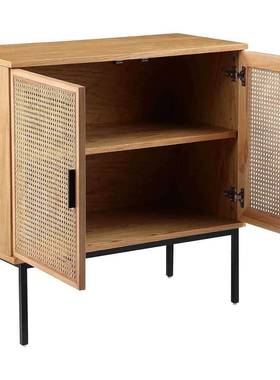 现势代简约大欧气金编藤鞋柜储物编藤实木柜北趋风格斗VOO属柜