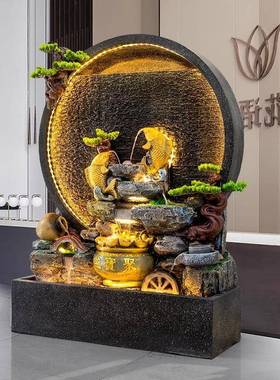 水墙流水庭水屏tb-77075风户外假山流喷泉摆件花园院别墅幕公司鱼