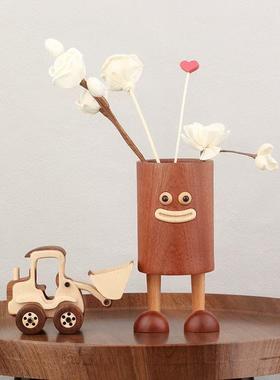 创意实木大嘴笔筒搞怪MNN-0011趣味笔筒多学功能筒生桌文具收纳摆