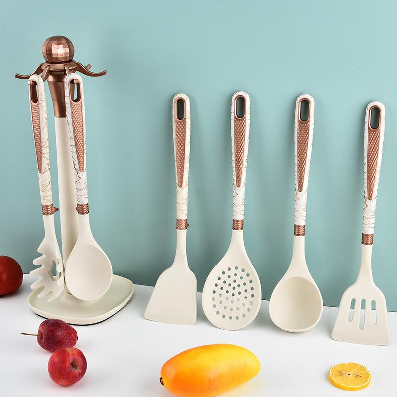 收纳架硅厨具件套家用厨七房套装锅铲汤勺不RC-BX08纹粘锅钻胶石