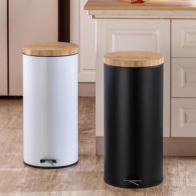 不锈钢式CGH56674垃圾桶盖12厅L大容竹量脚踏带盖创意家用厨房厕