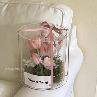 透870明亚克七夕盒力大尺寸风圆桶花物盒情侣ins礼防尘防水盒子