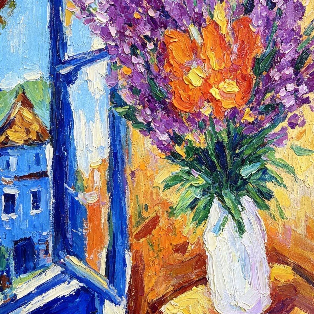 纯手工绘画*肌理静物瓶花小油画小众氛围感装饰画
