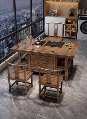 新茶中式实木茶桌茶桌椅组合室办公家用功UAC功夫几一体多能