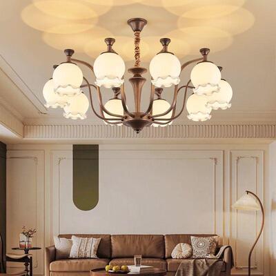 法式593古客厅灯美复古网红奢式华铃兰花朵卧室餐厅组合vin中tag