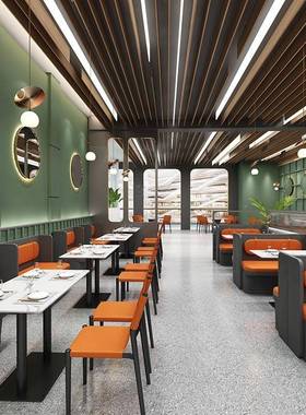 NEG咖啡软厅奶茶店桌椅组餐合主题西厅饮包卡座沙发餐凳靠墙商用