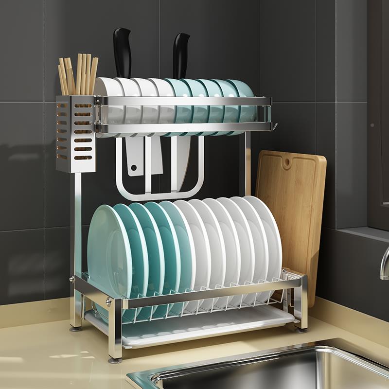 F77J5JHT304不钢厨房置架碗架沥水物架台面超窄简约碗碟盘筷收盒