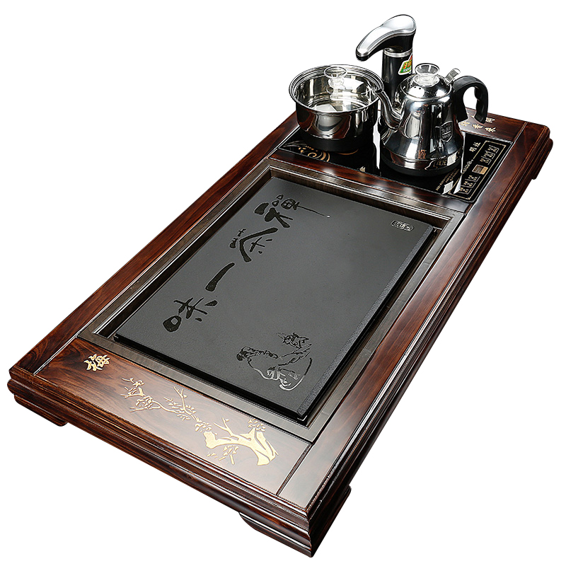 全自动茶盘实木一体电磁s炉石茶台大茶海家用办公功夫茶具茶托简