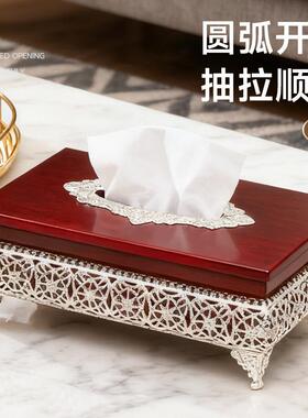 商欧式纸巾盒端简约客厅创意高餐桌抽纸盒酒W1007店轻奢办公室抽