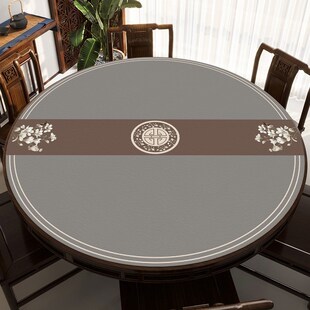 新中式圆形桌垫圆型防油防水餐桌圆桌桌布胶垫防烫饭桌桌面保护垫