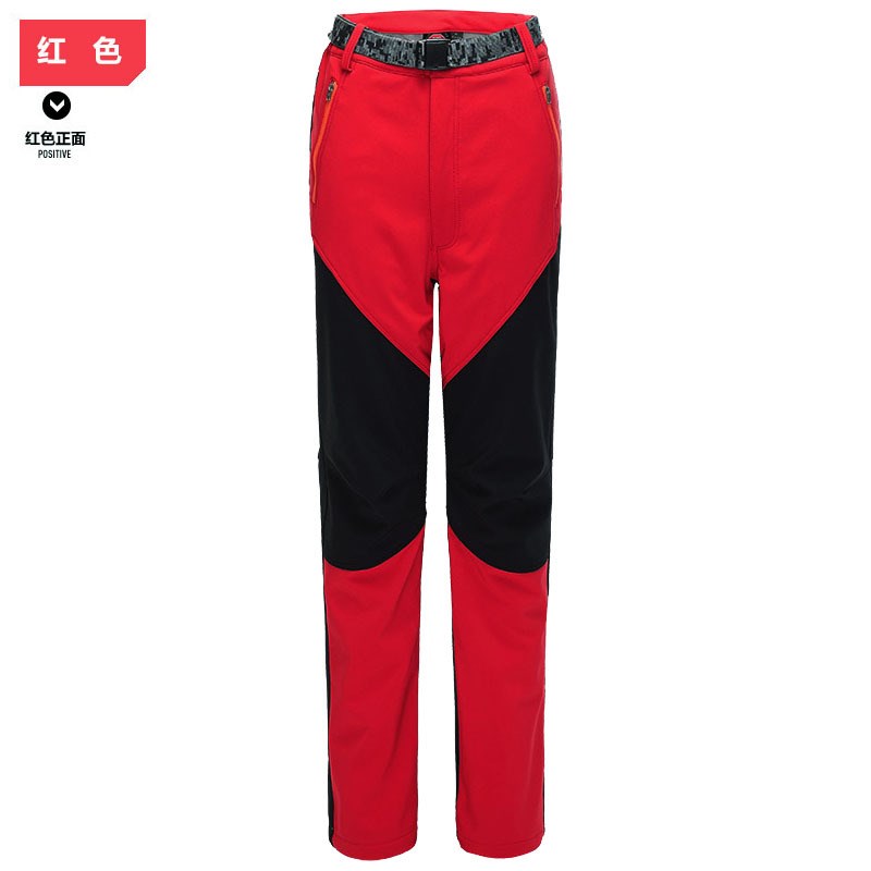 时尚拼色户外冲锋裤 男女情侣秋冬季新款抓绒加厚软壳滑雪登山裤